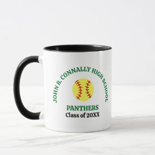 Green High School Softball Player Personalized Mug