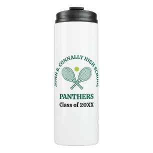 Green High School Tennis Player Personalized Thermal Tumbler