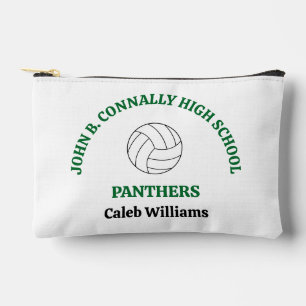Green High School Volleyball Player Personalized Accessory Pouch