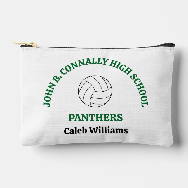Green High School Volleyball Player Personalized Accessory Pouch (Front)