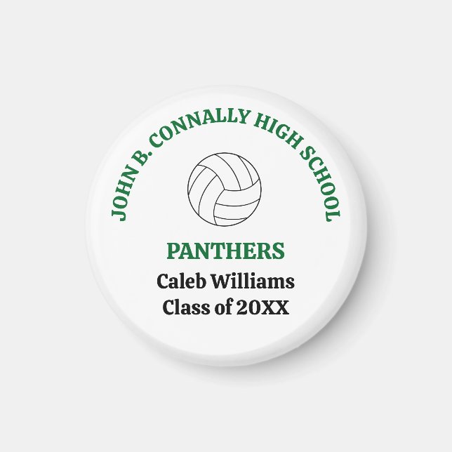 Green High School Volleyball Player Personalized Magnet (Front)