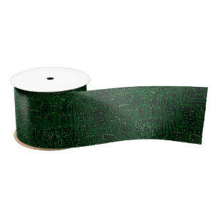 Green high tech chip technologies satin ribbon