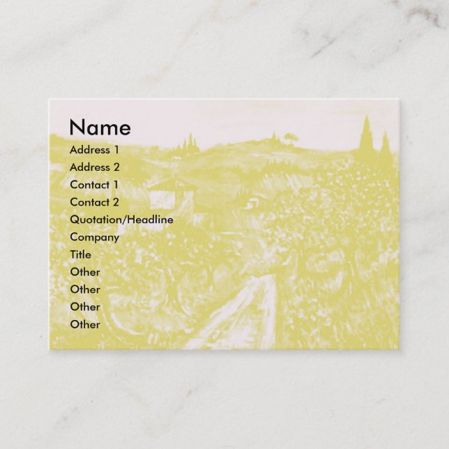 GREEN HILLS AND OLIVE TREES TUSCANY LANDSCAPE BUSINESS CARD (Front)