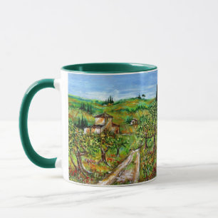 GREEN HILLS AND OLIVE TREES TUSCANY LANDSCAPE MUG