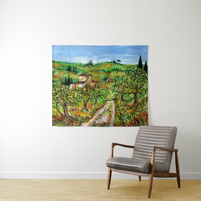 Green Hills And Olive trees Tuscany Landscape Tapestry (In Situ (Horizontal))