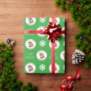 Green Hipster Holiday Fox Personalized Wrapping Paper
