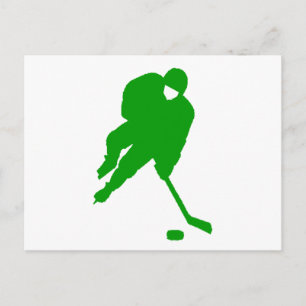 Green Hockey Player Postcard