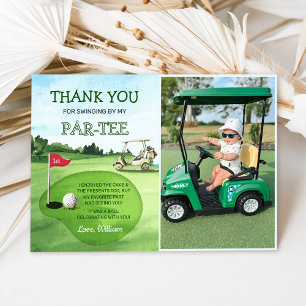 Green Hole-In-One Golf Birthday Par-tee Photo Thank You Card