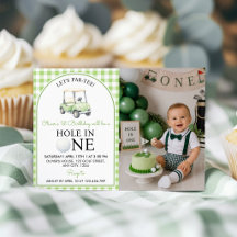 Green Hole in One Golf Birthday Photo Invitation