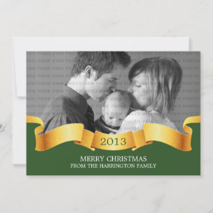Green Holiday Banner Photo Flat Card