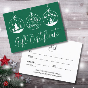 Green Holiday Business Cadeau Certificat