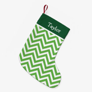 Green Holiday Chevron Monogram Small Christmas Stocking
