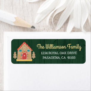 Green Holiday Gingerbread House Rustic Script mign