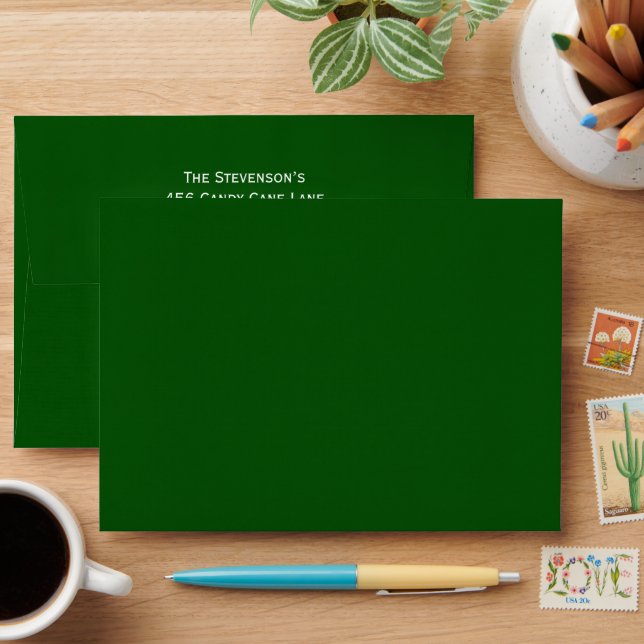 Green Holiday Return Address  Envelope (Desk)