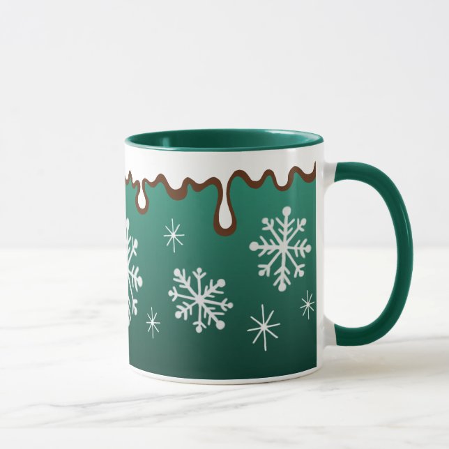 Green Holiday Snowflakes Mug (Right)