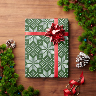 Green Holiday Sweater Wrapping Paper