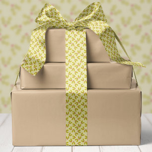 Green Holly And Berries Christmas Satin Ribbon