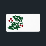Green Holly and Red Berries Christmas Holiday Label<br><div class="desc">Festive green holly with red berries image.</div>