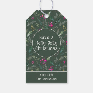 Green Holly Jolly Christmas Gift Tags 