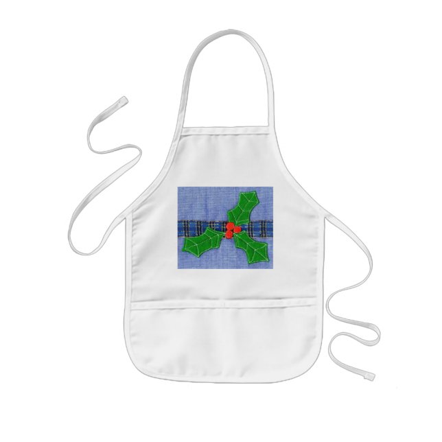 Green holly kids apron (Front)