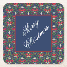 Green Holly Leaves, Red Berries, Vintage Red Bow