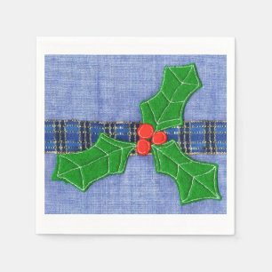 Green holly napkin