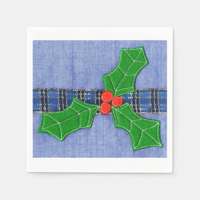 Green holly napkin (Front)