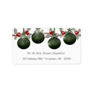 Green Holly Ornaments Label