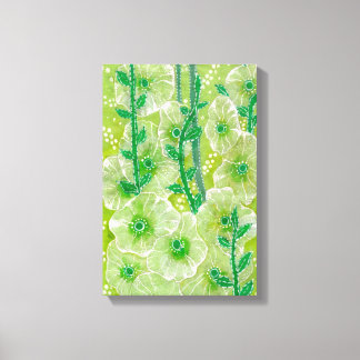 Green Hollyhock Mallow Malva Flower Floral Collage Canvas Print