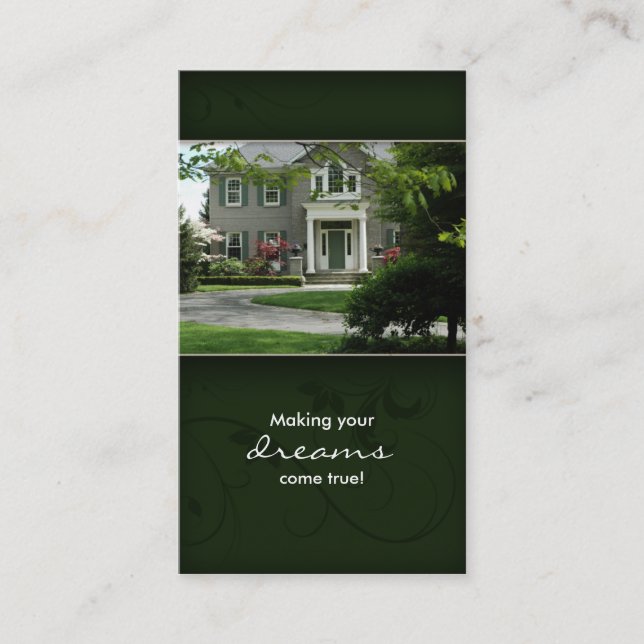 Green Home Real Estate House Business Card (Front)