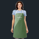 Green Homemade with Love Personalized Kitchen Apron<br><div class="desc">Let's get baking, cooking and creating. Customize the name on this two-tone Green apron personalized apron. Seen here in with white typography in a stylish layout design. Encourage the chef in your life, a small business bakery owner, an aspiring culinary genius with a special gift. Perfect for baking those yummy...</div>