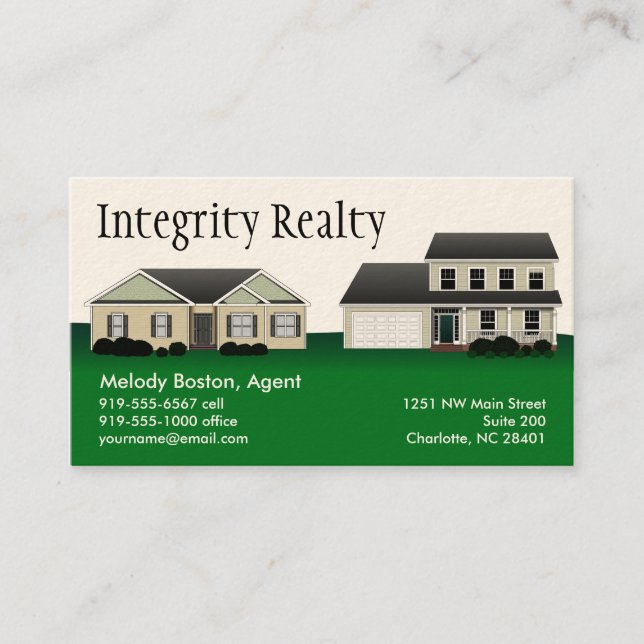 Green Homes Real Estate Business Cards (Front)