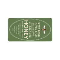 Green Honey Label for Honey Jar Bee
