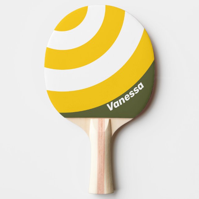 Green Honey Nostalgic Circle Stripe with Name Ping Pong Paddle (Front)