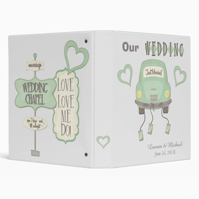 Green Honeymoon Car Wedding Binder (Background)