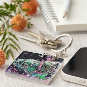 Green Hope Butterfly Rising Keychain