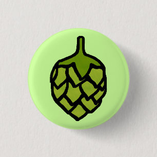 Green Hops Plant Beer 1 Inch Round Button