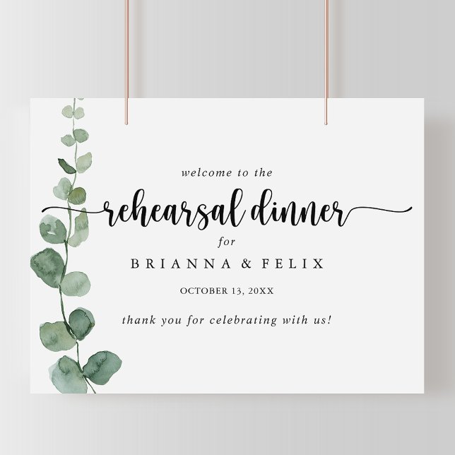 Green Horizontal Rehearsal Dinner Welcome Sign (Creator Uploaded)