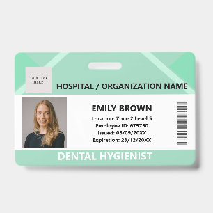 Green Hospital Doctor Nurse Care Security Photo ID Badge