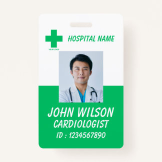 Green Hospital Employee Name ID Badge