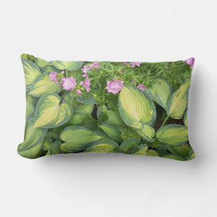 Green Hosta Leaves Botanical Throw Pillow