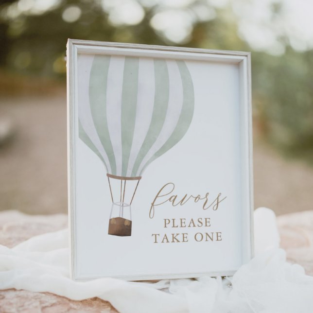 Green Hot Air Balloon Baby Shower Favours Sign (Creator Uploaded)