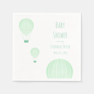 Green Hot Air Balloon   Baby Shower Napkin