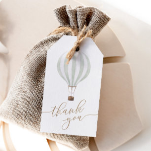 Green Hot Air Balloon Baby Shower Thank You Gift Tags