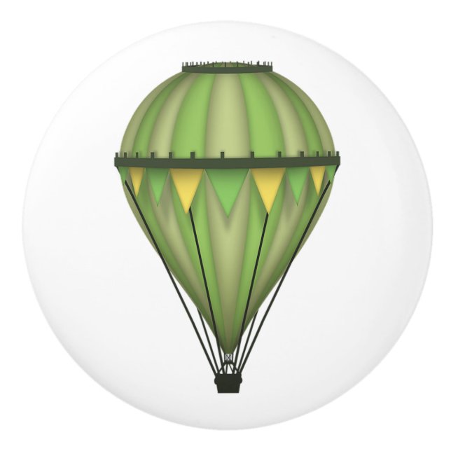 Green Hot Air Balloon Ceramic Knob (Front)