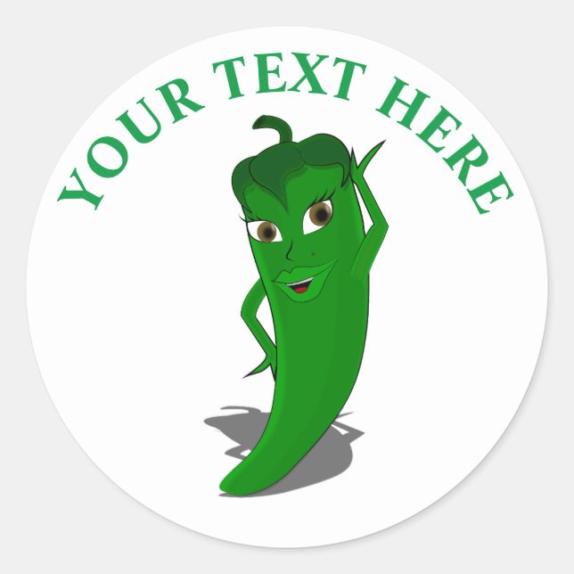 Green Hot Pepper Diva Classic Round Sticker (Front)