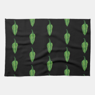 Green Hot Peppers Custom Kitchen Towel