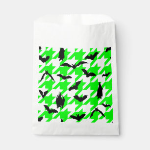 green houndstooth halloween black bats favour bag
