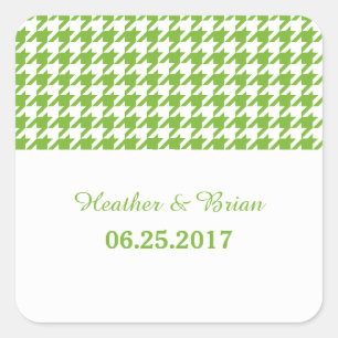 Green Houndstooth Wedding Stickers