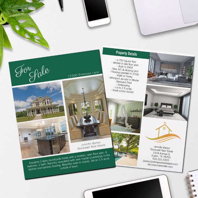 Green House For Sale Real Estate Listing 2 Sided Flyer (Creator Uploaded)